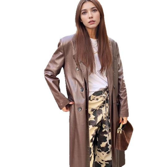 Damen elegante Kunstlederjacke R&B