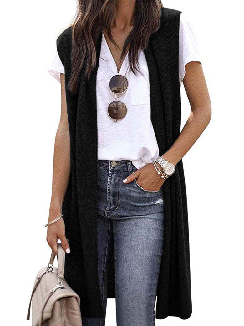 Damen Strickweste im lässigen Oversized-Design mit offenen Fronten und kurzer Ärmellänge R&B