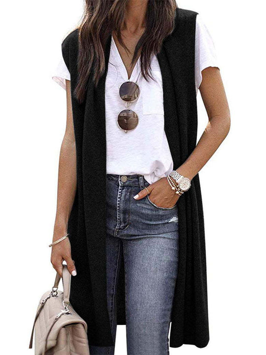 Damen Strickweste im lässigen Oversized-Design mit offenen Fronten und kurzer Ärmellänge R&B