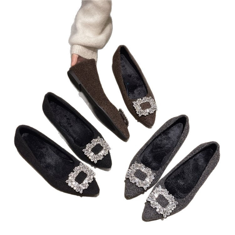 Damen elegante Spitzen-Ballerinas mit Kristallakzenten