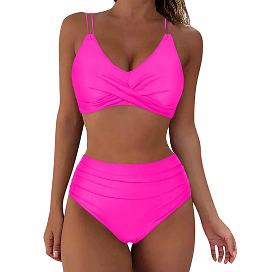 Damen Hochgeschnittenes Bikini-Set mit elegantem Wickeldesign R&B