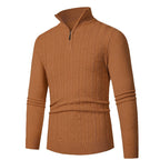 Herren modischer Strickpullover mit hochschließendem Reißverschluss und strukturiertem Design