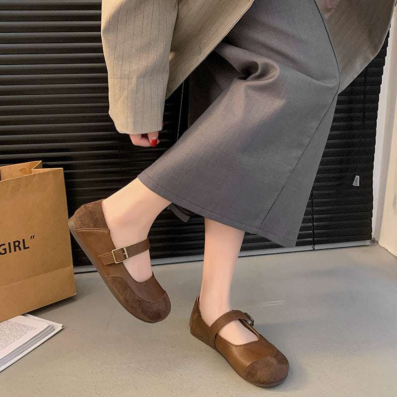 Damen schicke Ballerinas mit verstellbarem Riemen und elegantem Wildlederbesatz R&B