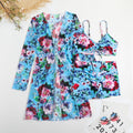 Damen Strandset mit floralem Kimono und Crop-Top R&B