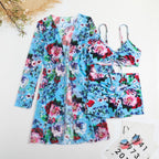 Damen Strandset mit floralem Kimono und Crop-Top R&B
