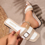 Damen modische und komfortable Riemensandalen mit elegantem Schnallen-Detail R&B