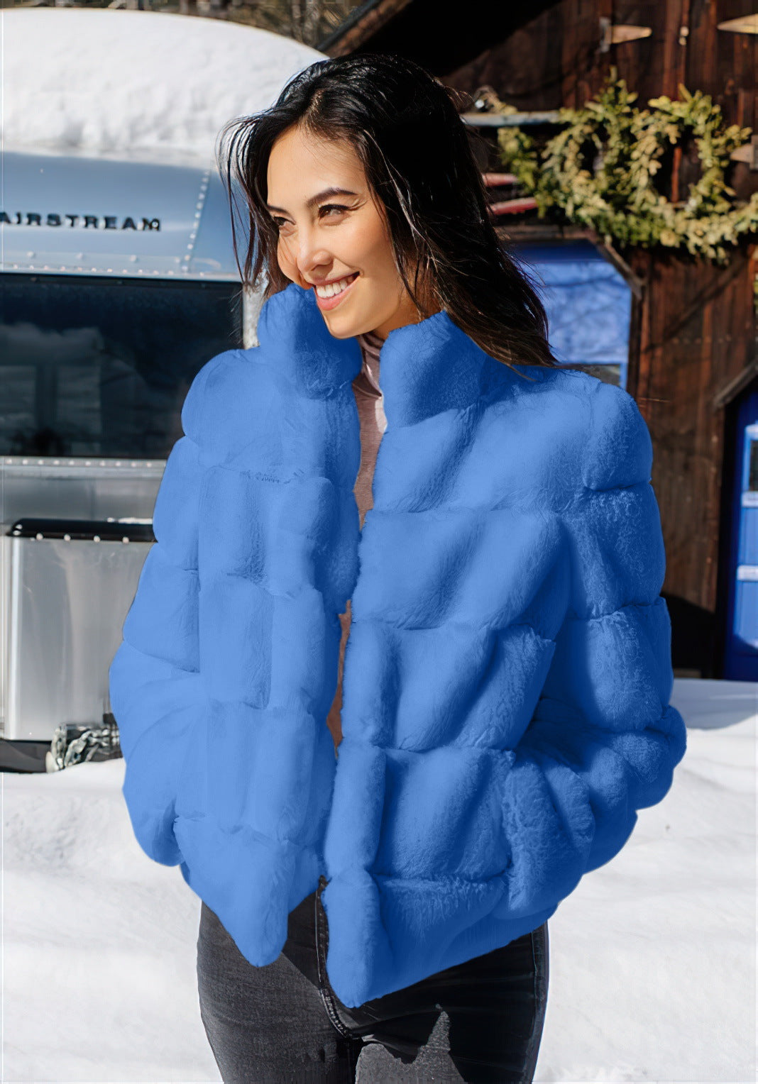 Damen Modische Daunenjacke mit hohem Kragen R&B