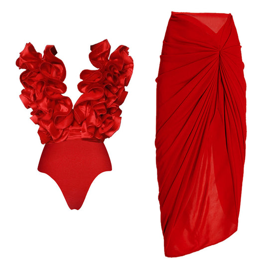 Damen auffälliges Badeanzug und Palazzo-Hose Set R&B