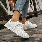 Damen Freizeit-Sneaker mit elegantem Steppdesign und goldenen Akzenten R&B
