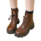 Damen Stiefeletten mit robustem Profil und modischem Leder-Heel R&B
