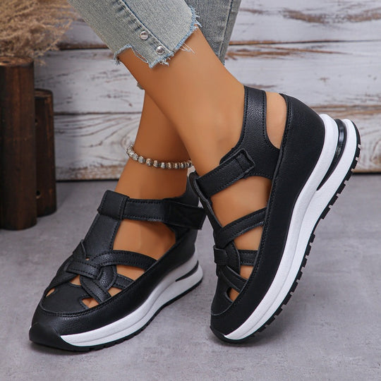 Damen Komfortable Keil-Sandalen mit atmungsaktivem Obermaterial und verstellbaren Riemen R&B
