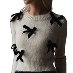 Damen Strickpullover mit verspielten Schleifendetails R&B