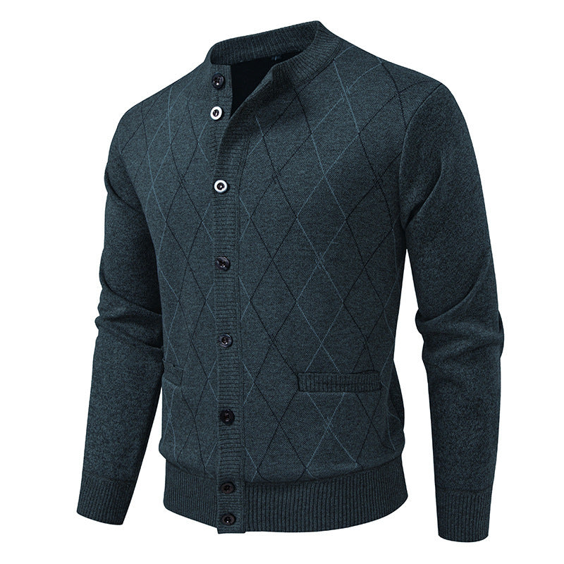 Herren Strickjacke mit modernem Rautenmuster Heidi-Mode