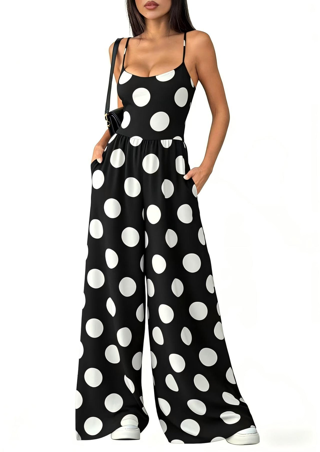 Damen Eleganter Jumpsuit mit geometrischem Print und breiten Beinen R&B