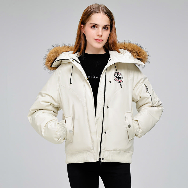 Damen Sportliche Pufferjacke mit abnehmbarem Kunstfellkragen und praktischen Taschen R&B