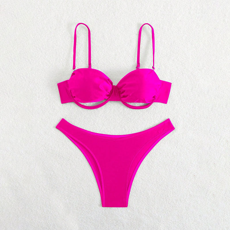 Damen Triangel-Bikini mit Balkonoberteil und hohem Beinausschnitt R&B