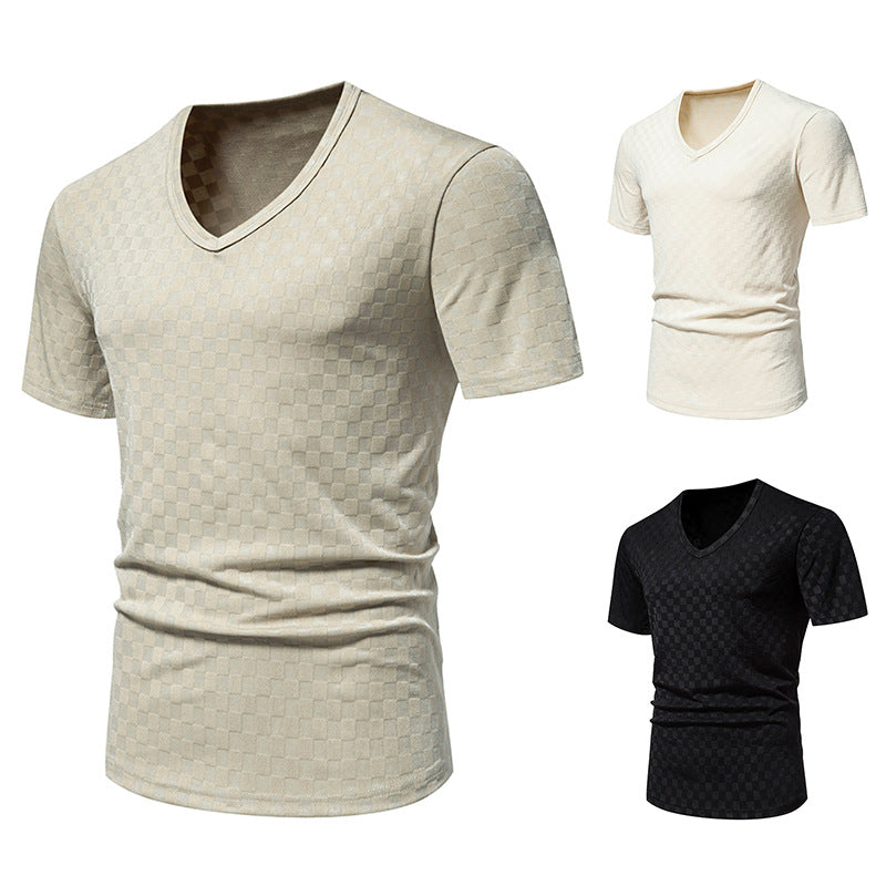 Herren V-Ausschnitt T-Shirt mit strukturiertem Muster