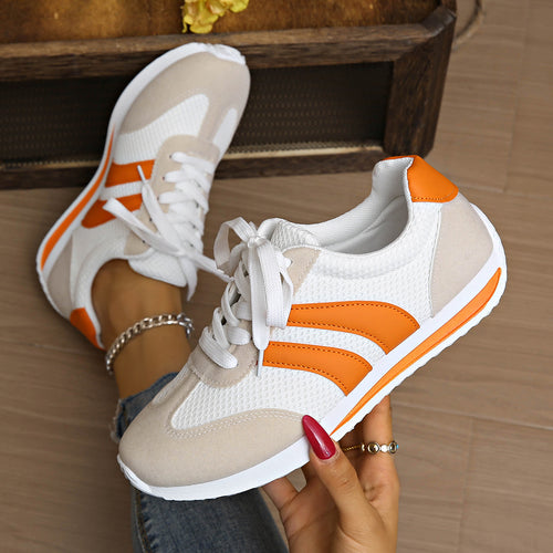 Damen sportliche Sneaker mit atmungsaktiven Mesh-Einsätzen R&B