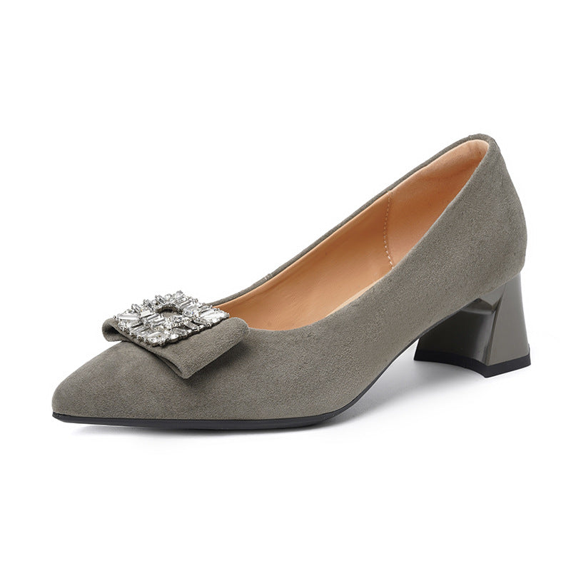 Damen elegante Pumps mit luxuriösem Schmuckdetail und komfortablem Blockabsatz R&B
