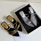 Damen schicke Mules mit eleganten Riemchen R&B