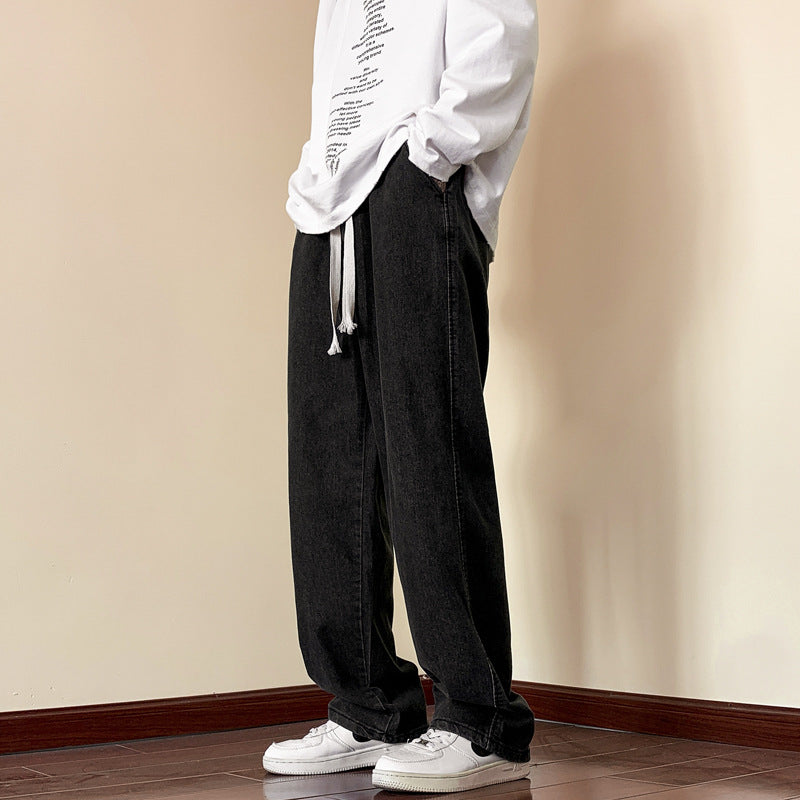 Herren lässige Denim-Hose mit bequemem Schnitt und elastischem Bund R&B