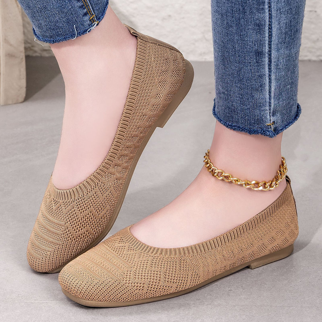 Damen Strick-Ballerinas mit elastischem Einstieg R&B
