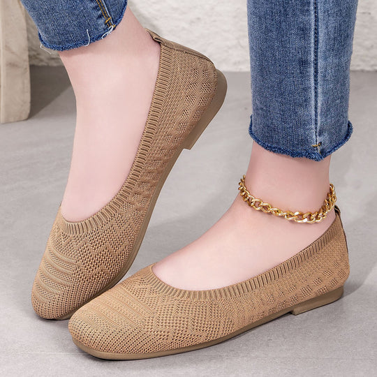 Damen Strick-Ballerinas mit elastischem Einstieg R&B