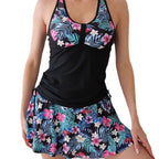 Damen Tankini mit floralem Oberteil und elegantem Rock R&B