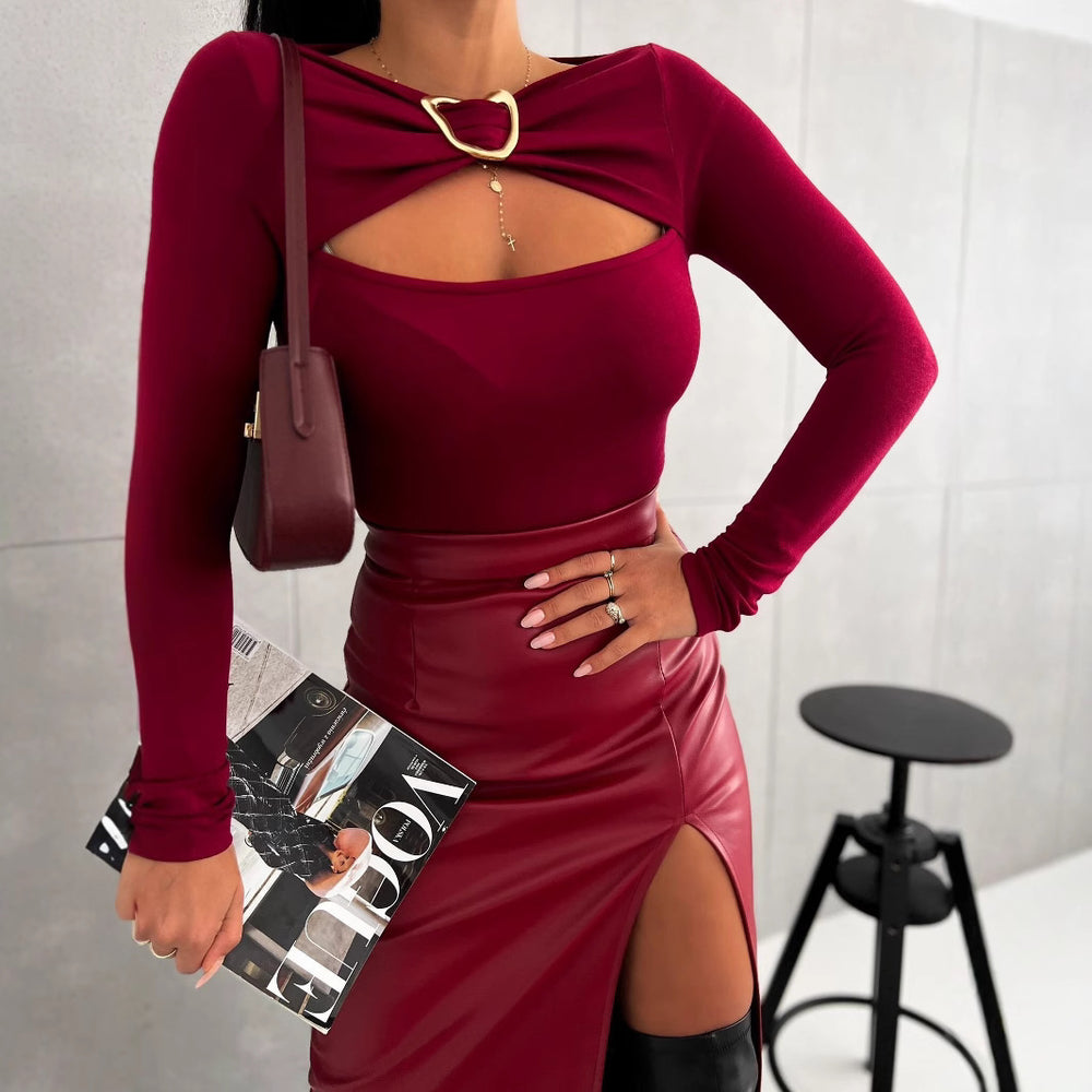 Damen Elegantes Oberteil mit dekorativem Ausschnitt R&B