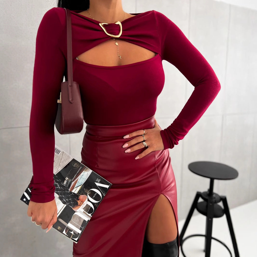 Damen Elegantes Oberteil mit dekorativem Ausschnitt R&B