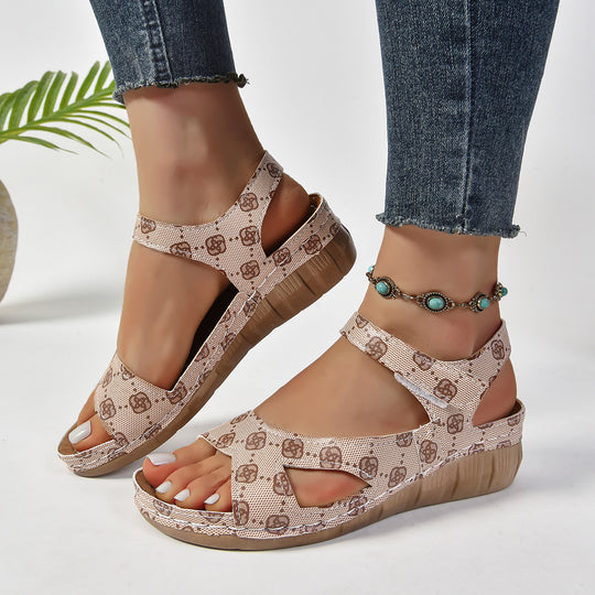 Damen bequeme Wedge-Sandalen mit verstellbaren Riemen und anatomischem Fußbett R&B