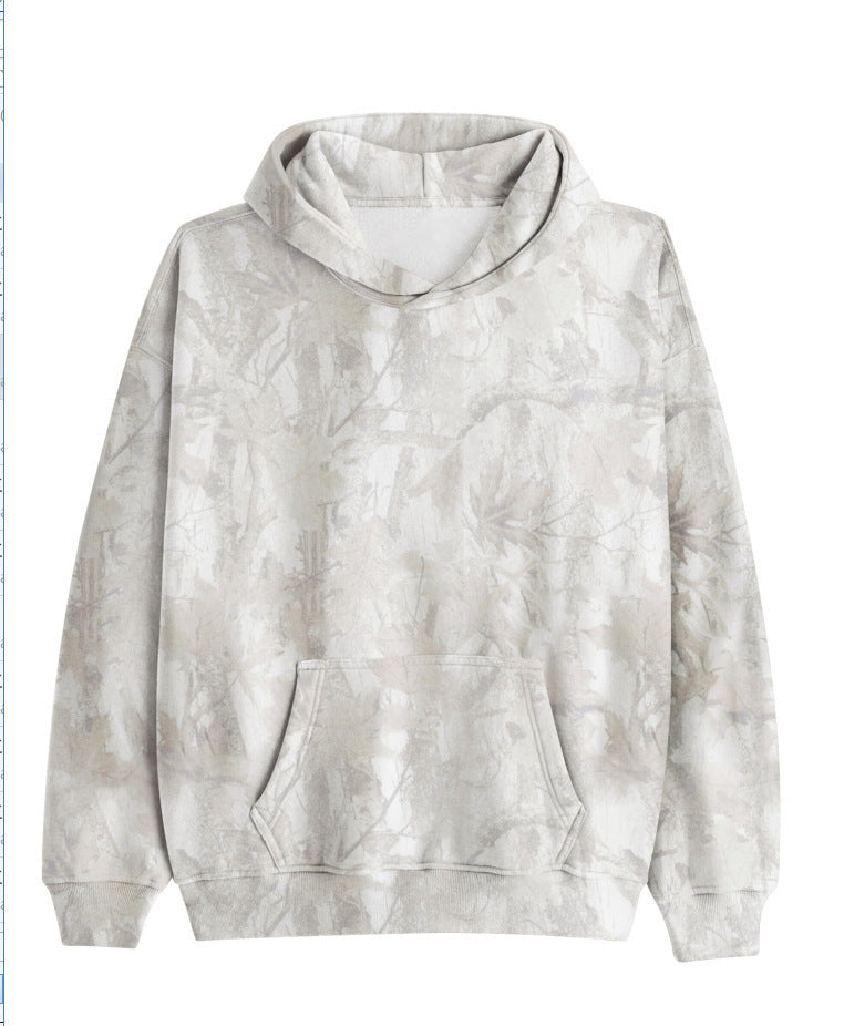 Unisex nan lockerer Kapuzensweat mit dezenter Blätterstruktur, doppelter Kapuze ohne Kordelzug und Kängurutasche R&B