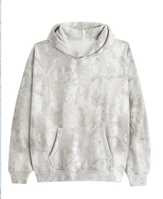 Unisex nan lockerer Kapuzensweat mit dezenter Blätterstruktur, doppelter Kapuze ohne Kordelzug und Kängurutasche R&B