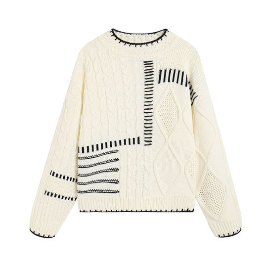 Damen lässiger Strickpullover mit grafischem Muster R&B