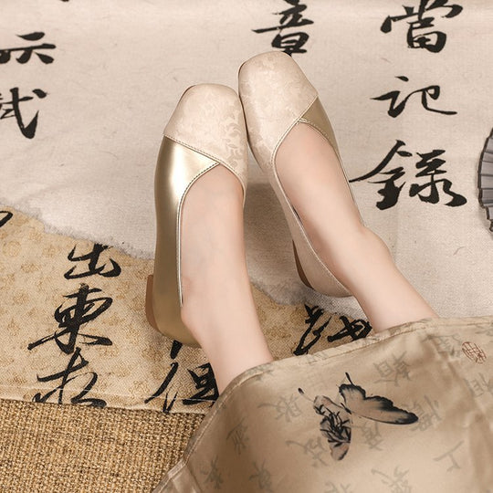 Damen elegante Ballerinas mit floralem Design und komfortablem Fußbett R&B