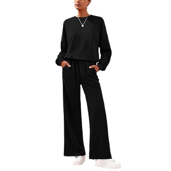 Damen Komfortabler Sweatsuit mit weitem Bein und lässigem Schnitt R&B