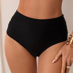 Damen Hoch geschnittener Bikini-Hosen mit Raffungen R&B