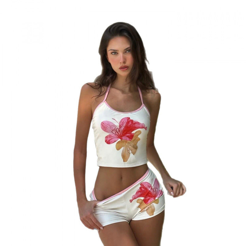 Damen Oberteil und Shorts-Set mit floralen Druck R&B
