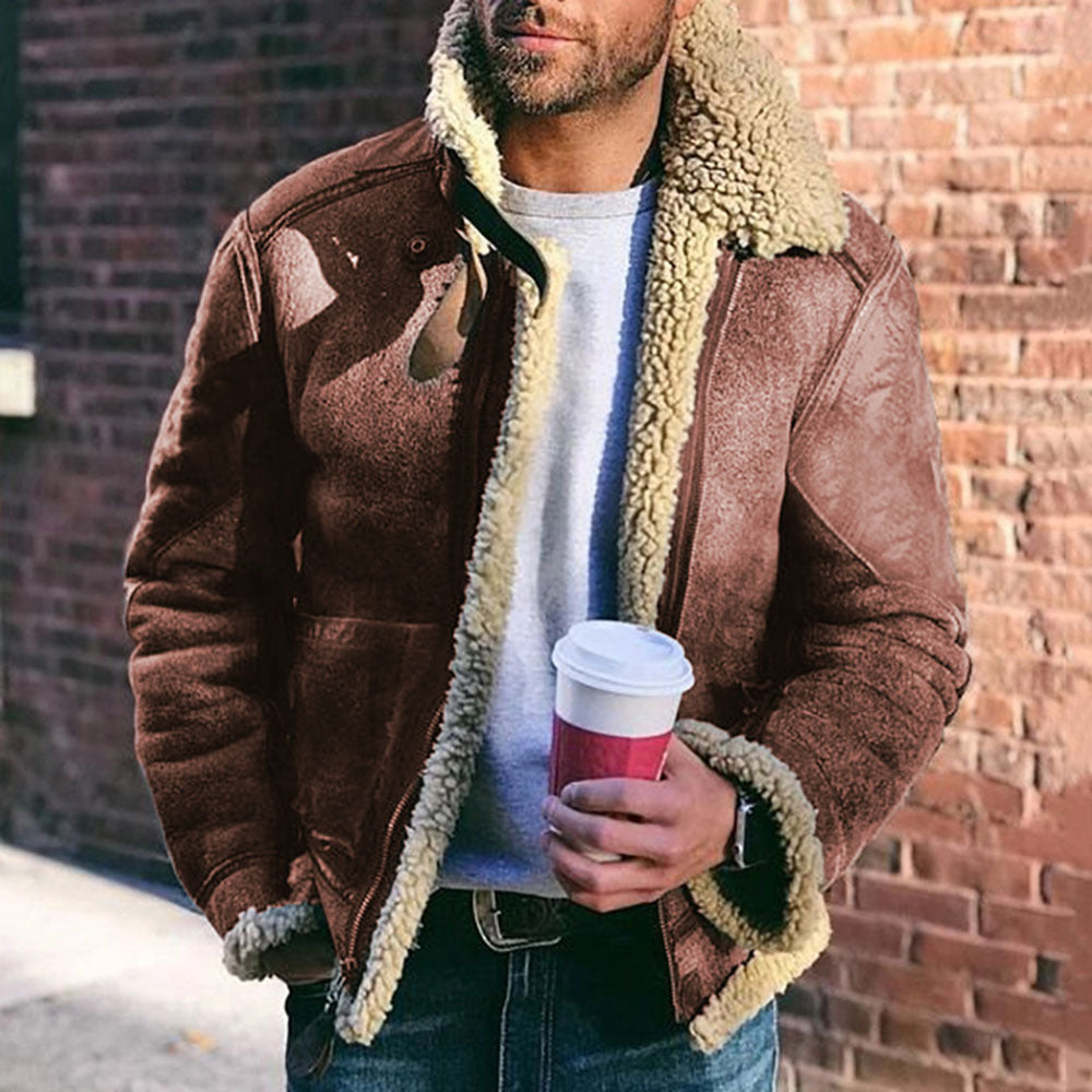 Herren Wool-Lederjacke mit warmem Innenfutter R&B