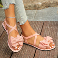 Damen modische Riemchen-Sandalen mit dekorativem Schleifen-Detail und ergonomischer Sohle R&B