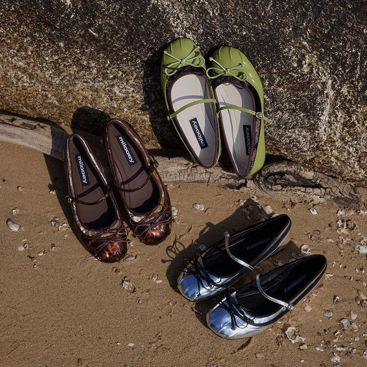 Damen Ballerinas mit modischem Punktmuster und komfortablem Fußbett R&B