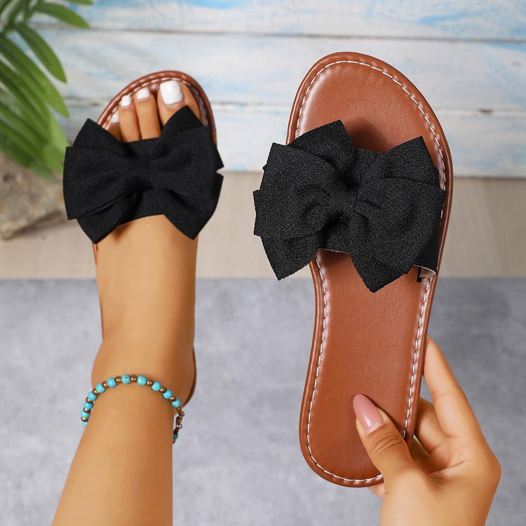 Damen Designer-Lounge-Sandalen mit raffiniertem Schleifendetail R&B