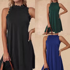 Damen Elegantes ärmelloses Freizeitkleid mit skulpturalem Ausschnitt R&B