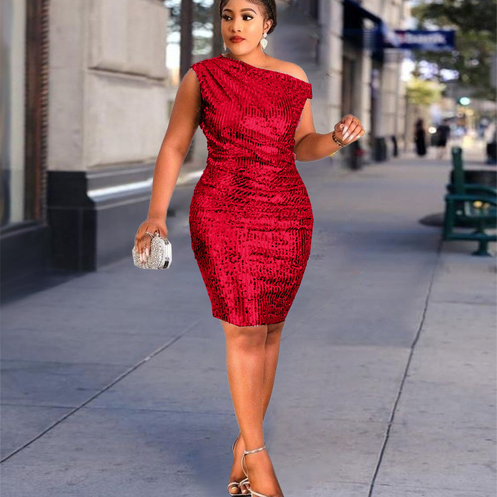 Damen Cocktailkleid mit asymmetrischem Design und elegantem Schimmer R&B