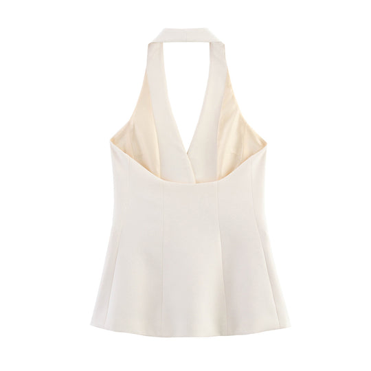 Damen elegante Blazer-Weste ohne Ärmel R&B