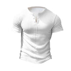 Herren nan eng anliegendes Kurzarm-Henleyshirt mit Rippenstruktur und kurzer Knopfleiste R&B