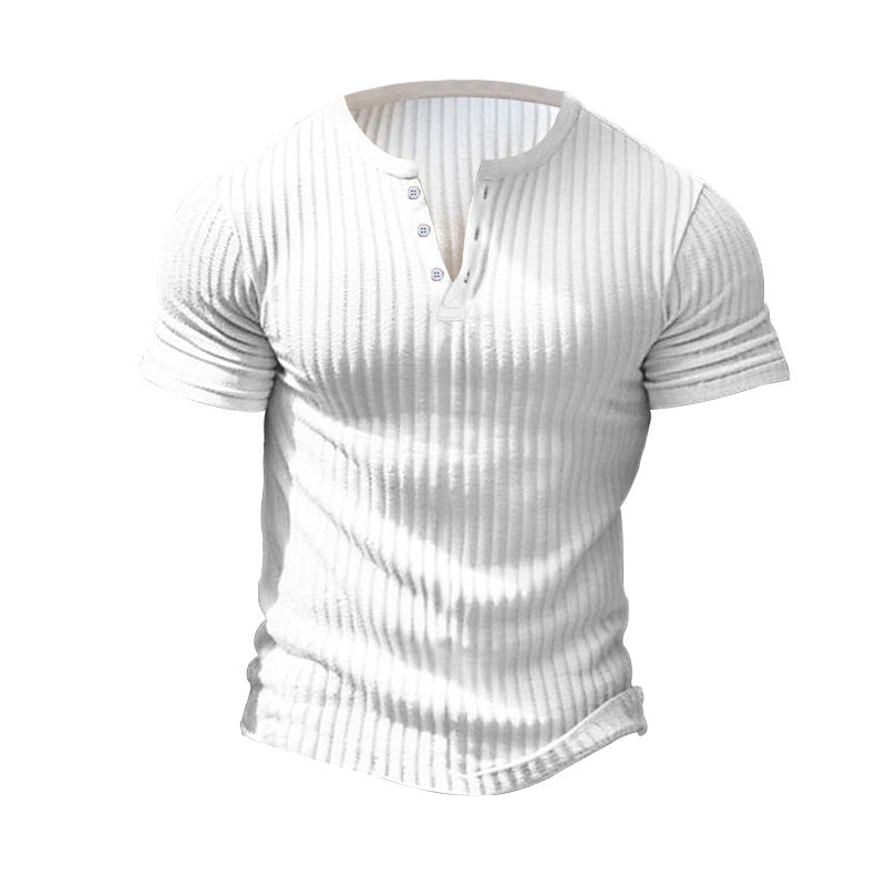 Herren nan eng anliegendes Kurzarm-Henleyshirt mit Rippenstruktur und kurzer Knopfleiste R&B