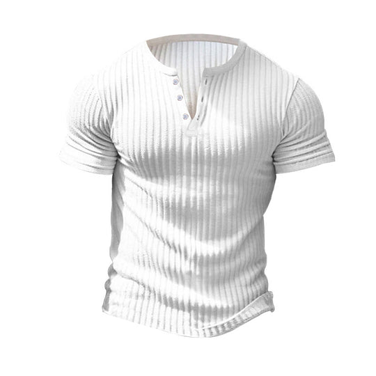 Herren nan eng anliegendes Kurzarm-Henleyshirt mit Rippenstruktur und kurzer Knopfleiste R&B