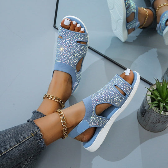 Damen Sandalen mit glitzernden Strassdetails R&B