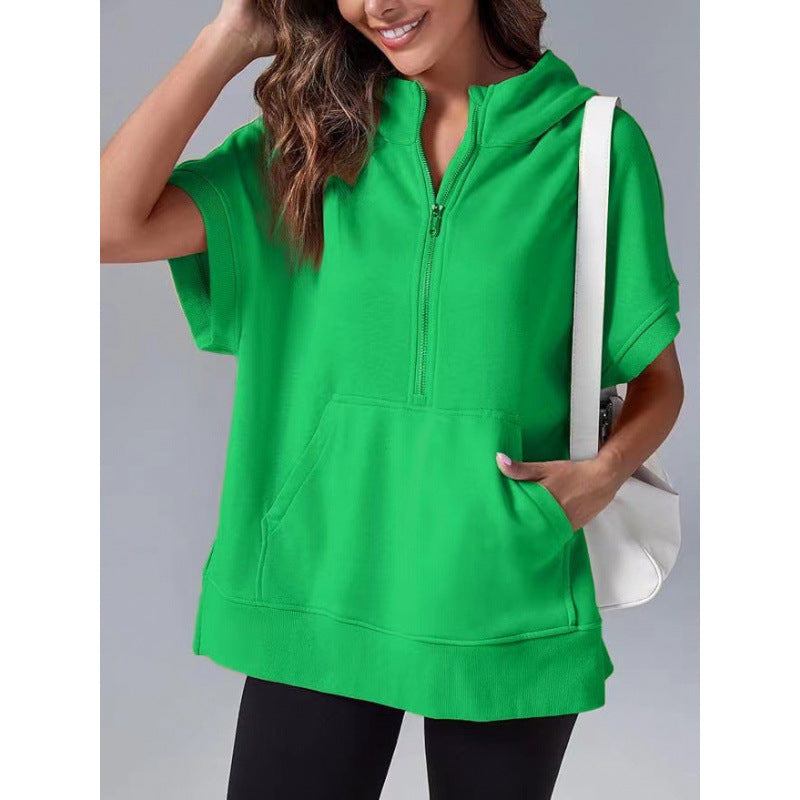 Damen Lässiger Kapuzenpullover mit Reißverschluss und praktischen Taschen R&B